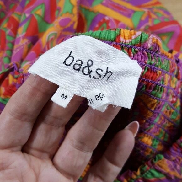 BA&SH Maxi Dress Womens Medium Pink Pullover Cut Out Smocked DALIA - Picture 5 of 11